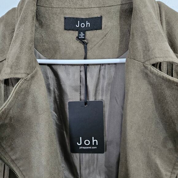 NWT! Faux Suede Fringe Front Zip Moto Vest Size XL Joh Brand - Picture 6 of 7